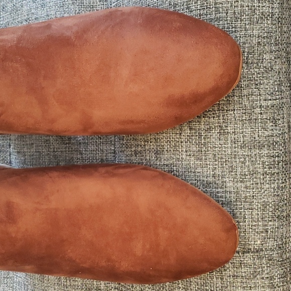 Coutgo Chunky Heel Round Toe Side Zip Metal Buckle Ankle Boots in Brown Size 9.5 - Picture 4 of 9